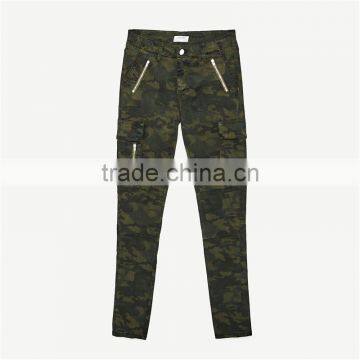 2017 Khaki Ankle Cargo Woodland Camouflage Pants for Women photo-6