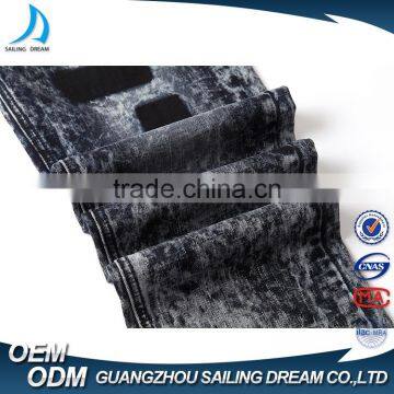 2017 New Style Navy Blue Snow Dirty Wash Slim Fit Mens Jeans Pants photo-4