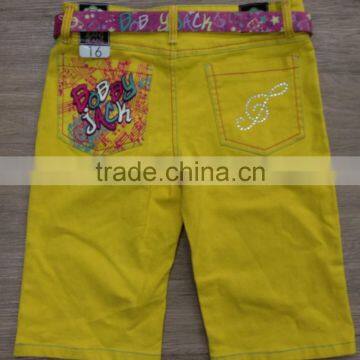 Girls Color Denim Shorts With Cut Belt#29BEH0013 photo-2