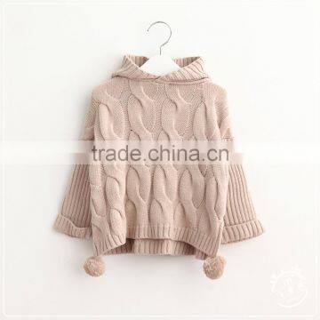 New Products Knitted Sweater Design for Baby Girls With Hoodie photo-2