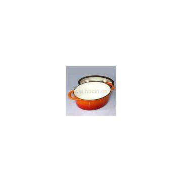 Oval Cast Iron Covered Casserole In Orange