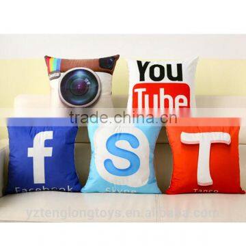 Digital sublimation printed facebook skype media home throw pillow