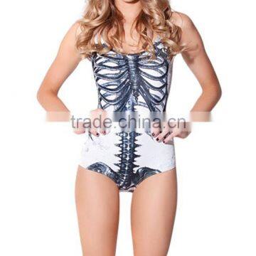 2013 New SEXY Women European MECHANICAL WHITE RIBS SWIMSUIT - LIMITED One Piece Digital Print Backless Wetsuit S125-34