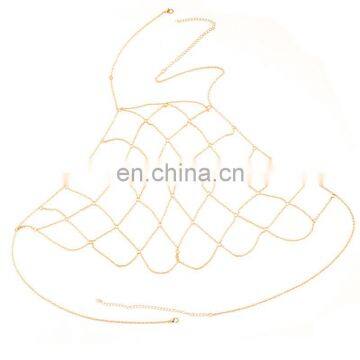 Women Sexy Beach Show Gold Silver Body Jewelry Chain Bra photo-3