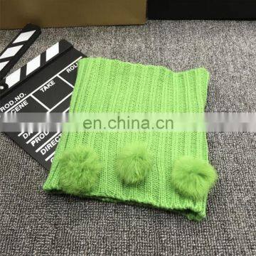 Winter kids knitted neck warmer child fur bobble/ball fashion neck scarf