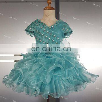 Real Sample Short Lovely Flower Girl Dress With Beads On photo-2