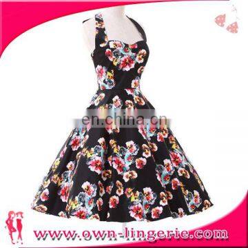Wholesale Rockabillie Dress Blue Evening Dresses For Middle Aged Women Fashion Dress Vintage Rockabilly