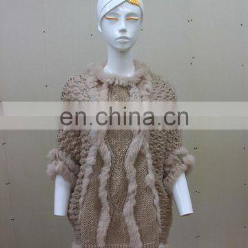 Morden Style Knitted Rabbit Fur Sweater Good Quality Fur Knit Pullover Ladies Knitting Fur Dress