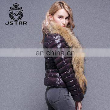 Fashion women winter long fur hood jacket fur liner parka