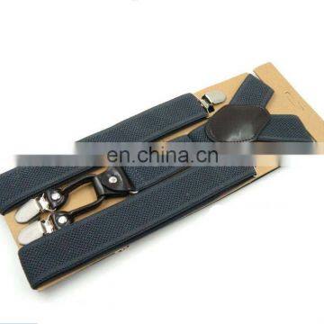 Mr fashion Single color real leather braces suspenders 4 clips mens suspenders