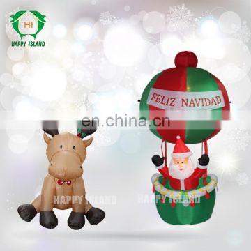 inflatable deer and santa for decoration