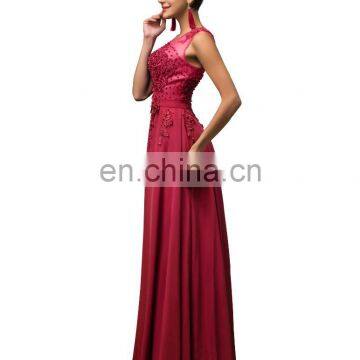 Grace Karin Long A-line Chiffon Sleeveless Women Formal Wine Red Prom Dress Abendkleider CL007555-5 photo-3