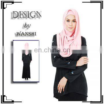 Latest high quality islamic clothing long sleeve beading muslim blouse