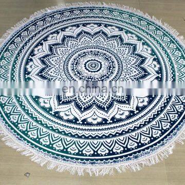 Yoga Mat Towel Tapestry Indian Round Ombra Mandala beach throw