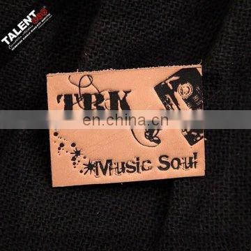 custom private brand design genuine jeans leather patch labels