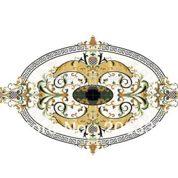 Manufacture Custom Made Hotel Lobby Flooring Design Natural Marble Waterjet Medallion Tiles photo-2