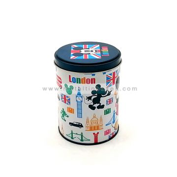 Round tin box for toy packaging case with lid