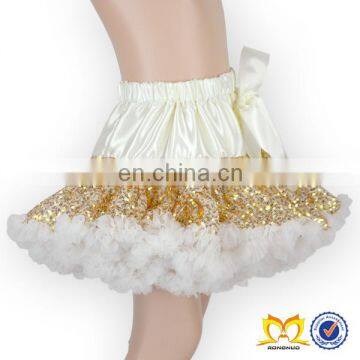 New Style Pettiskirt Bouffant Baby Tutu Skirts Chiffon Gold Sequins Girl Puffy Dress Wholesale