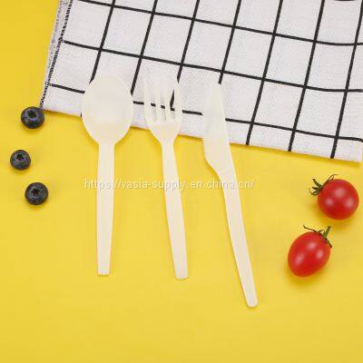 Natural PLA compostable disposable Cutlery set, PLA Spoon, PLA Fork, PLA Knife Serving utensils