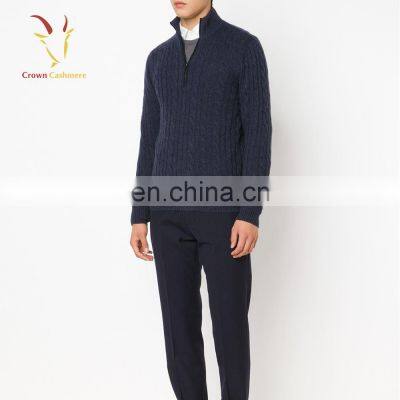 Best Cable 1/4 Zipper Mock Men 100% Cashmere Cardigan,Knitwear Pullover photo-3