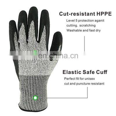 HY Hand Job Gloves With Rough Surface Latex Guantes de ANSI A4 Anti Cut Latex Finished Fishing Glove photo-4