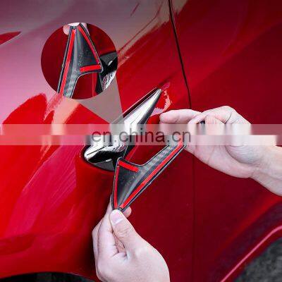 Frosting Matte Finish Carbon Fiber Pattern Side Camera Protective Cover Decoration Accessories For Tesla Model 3