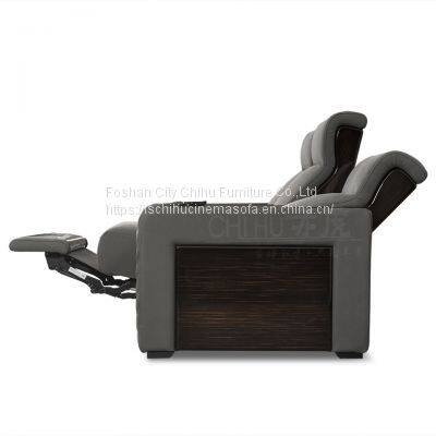 Hot Sale Home Theater Furniture 3 Seater Nappa Leather Electric Recliner Movie Cinema Sofa With Cool Cup Holder photo-2