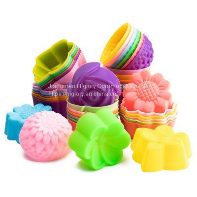 Food Grade Free Bpa Baking Tools Silicone Multi Colors 12pcs Muffin Cup Cake Moulds photo-4