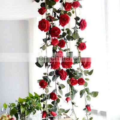 2022 Wholesale Wedding Decorations Artifical Flower Hanging Plastic Flowers Vine Real Touch Artificial Rose Flower For Decor photo-3