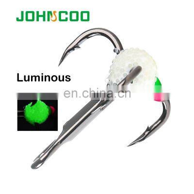 JOHNCOO 5pcs Fishing Hooks Winter Ice Fishing 6# 8# 10# High Carbon Steel Winter Treble Hook Ice Fishing Hook photo-5