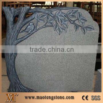 China Black Granite Tree Carving Headstones,Cemetery Engraved Tombstones