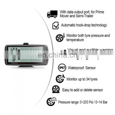 Factory Offer TRUCK 200PSI TPMS Tire Pressure Monitoring Sensor System for Tip Lorry Heavy-duty Truck MAX 34 Sensor photo-2