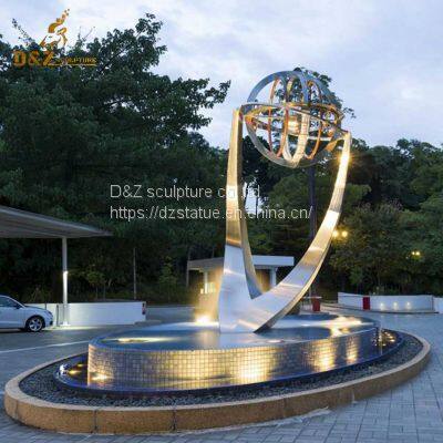 Stainless Steel Large Outdoor Water Fountains With Lights and Globe DZM-1413 photo-5