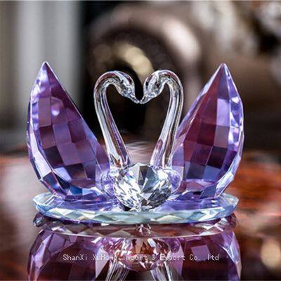 Colored K9 Crystal Swan Wedding Gifts Crystal Wedding Giveaway Gift Crystal Crafts Gifts photo-3