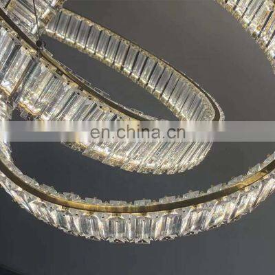 Modern Luxury Living Room Pendant Light Hotel Villa Led k9 Crystal Chandelier