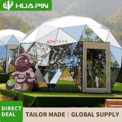 2024 New Style Glass Hotel Fiberglass Geodesic Greenhouse Glass Dome Tent With Interior Decoration photo-2