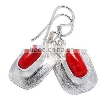 red coral EARRING ,925 sterling silver jewelry wholesale,WHOLESALE SILVER JEWELRY,SILVER EXPORTER,SILVER JEWELRY FROM INDIA