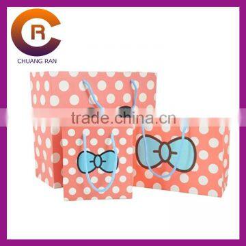 Pink dots printing custom made cheap paper boutique bag
