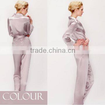 2014 New Design Elegant Ladies Plain Color Silk Nightwear