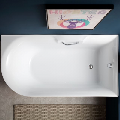 Modern Design Back to Wall Bath Tub Left Corner Small Acrylic Freestanding Bathtub Spa Hot Tub for Bathroom photo-4