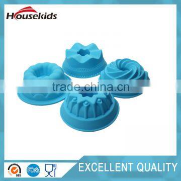 New design 4 flower shape combined silicone cake mould