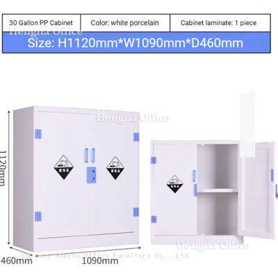 Hengna Acid and Alkali Cabinet | PP Lab Furniture HN-PP1100 - Plataforma de derrame profunda incorporada y bisagras de PP resistentes a los productos químicos