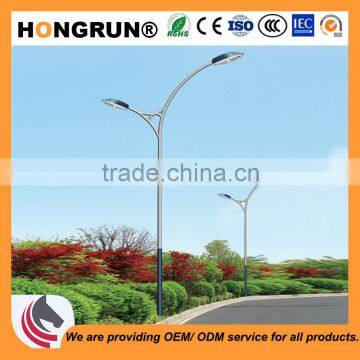 Asymmetric Dual-arm street light pole with Galvanization and Powder Coated lamp pole