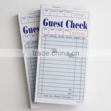 Restaurant bill menu waiter order book