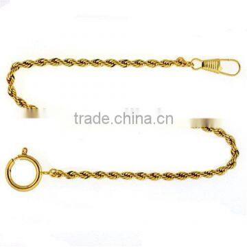 Gold-Tone Fob Rope Link Design Pocket Watch Chain