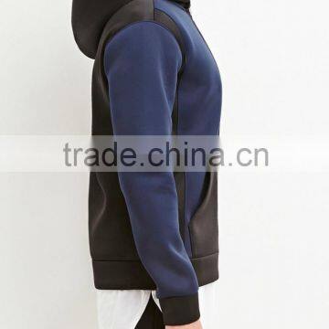 2015 Colorblock Patchwork Short Lightweight Zip Up Knit Hoodie for Men photo-3