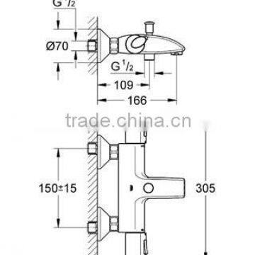 Double Handle Bath Shower Faucet Thermostatic photo-3