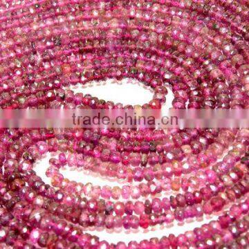 RUBELITE Tourmaline Micro Faceted Roundlle Beads Necklace