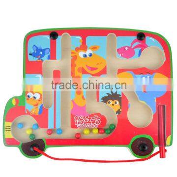 Top Selling Kids Red Bus Shape Animal Design Games Board Metal Beads Educational Toys Magnetic Building Game photo-3