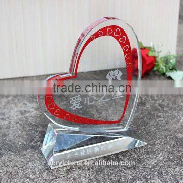 2016 new style heart shape crystal awards and trophies for girlfriend